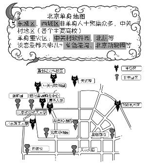 北京单身地图出炉：上地中关村成重灾区(图)