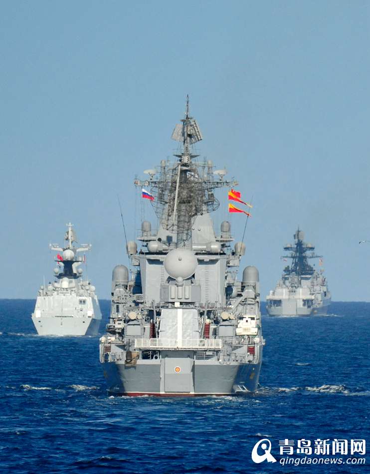 组图:实拍中俄海上联合演习 多机种多舰种参演