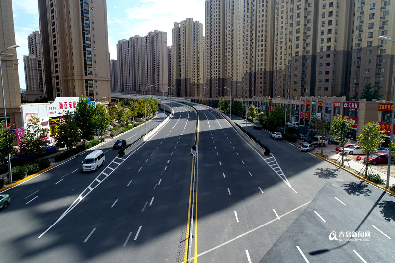 航拍:枣山路西段高架开通 深圳路直达李村商圈