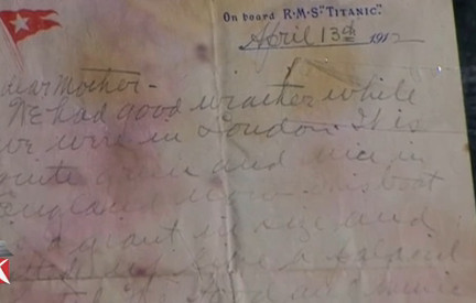 泰坦尼克号乘客家书天价成交写于沉船遇难前夕