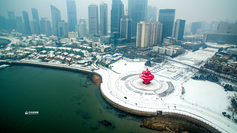 航拍四个时段回顾雪后青岛看不够的雪景