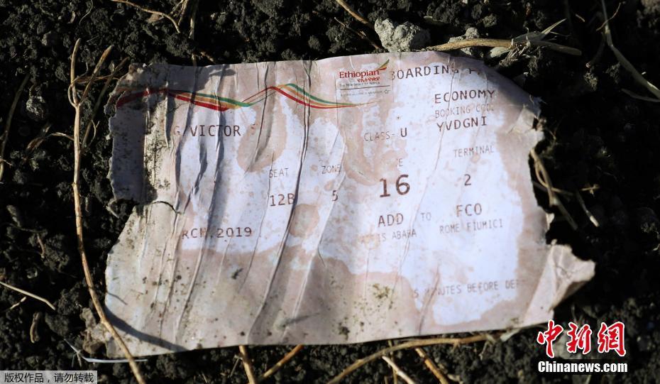 埃塞俄比亚客机坠毁现场机身碎片散落遍地