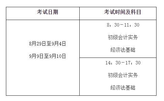 全国初级会计考试8月29日开始 中高级考试时间不变