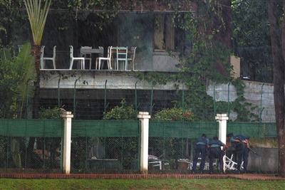 孟加拉国达卡市发生恐怖袭击的西式餐厅。