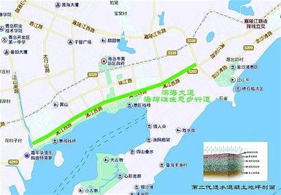 青岛最长海绵生态步行道:雨时能吸水旱时补水