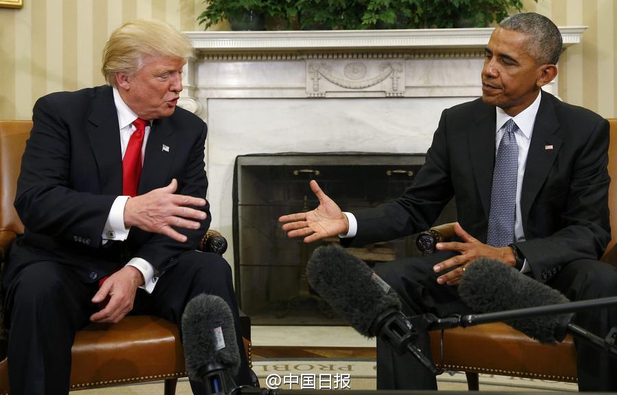 奥巴马与特朗普在白宫会面 商讨政权交接事宜