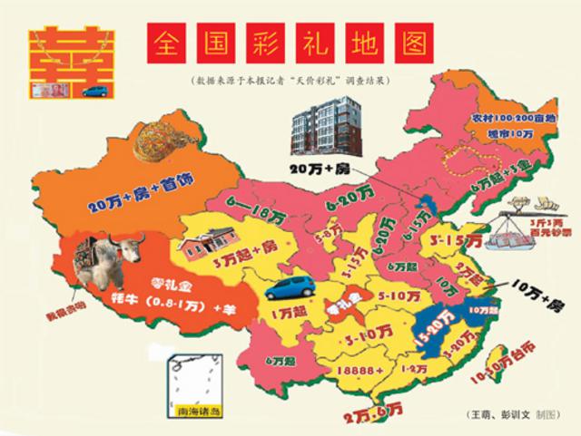 最新中国彩礼地图:长江流域存在零礼金 - 青岛新闻网图片