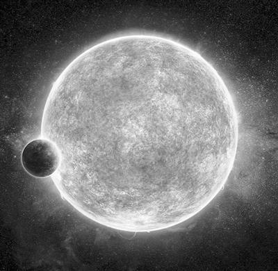 主星LHS 1140与它的“超级地球”行星艺术效果图。