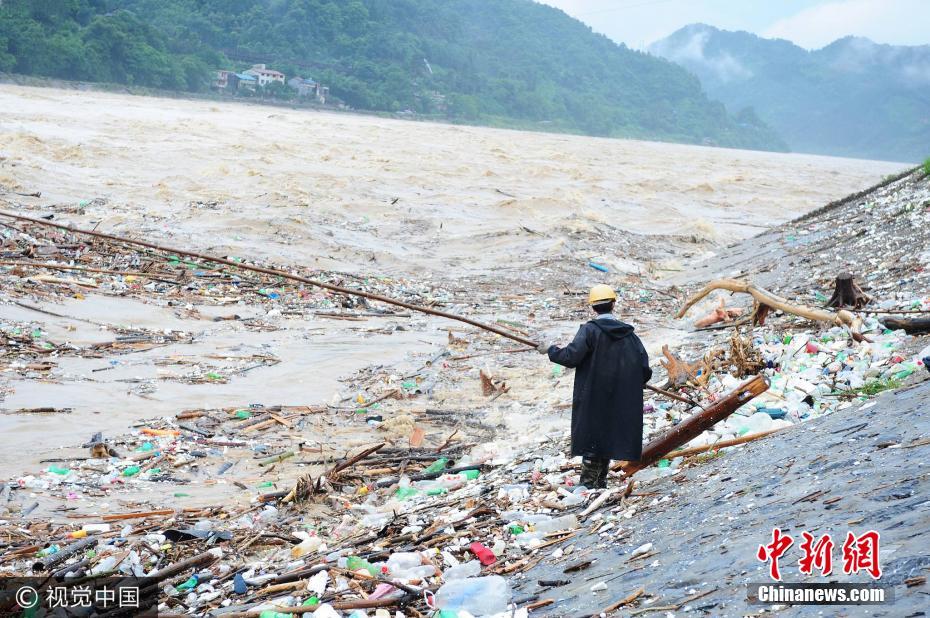 柳州90后夫妻冒险捞洪水材 半日赚千元
