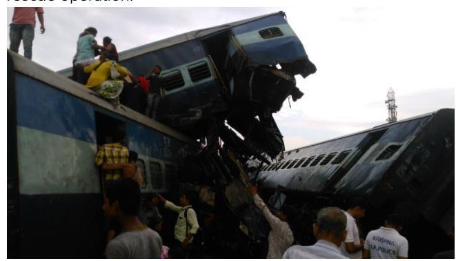 印北方邦一火车6节车厢脱轨 官方下令彻查原因