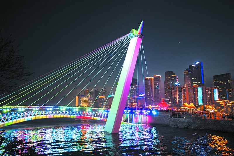 胶州湾跨海大桥夜景图片
