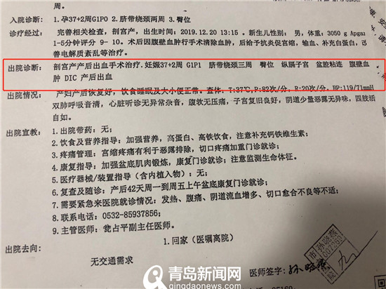 周女士生产的出院记录(12月20日—27日)出于隐私方面的考虑,蜜玥宫不