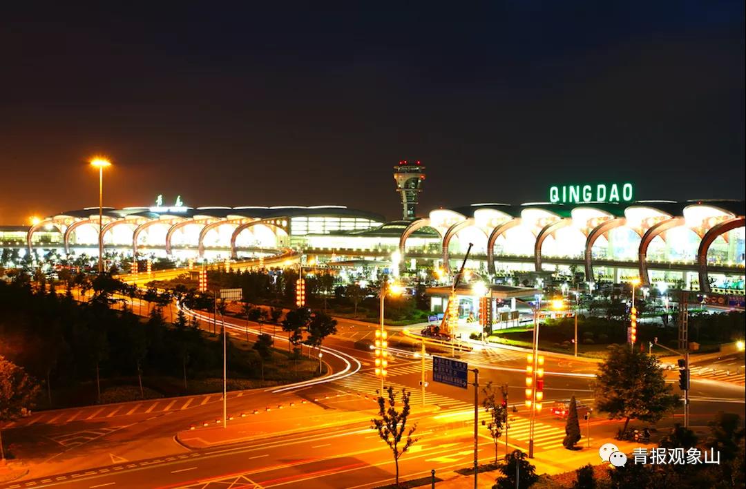 青岛流亭机场夜景图片