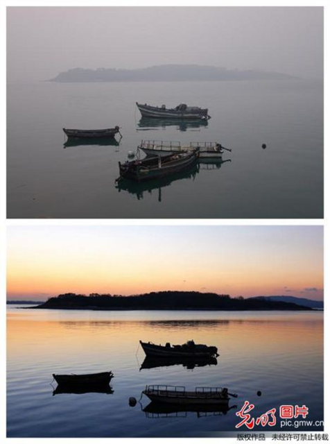 唐岛湾大雾晴天颜值反差大 唐岛湾大雾晴天颜值反差大