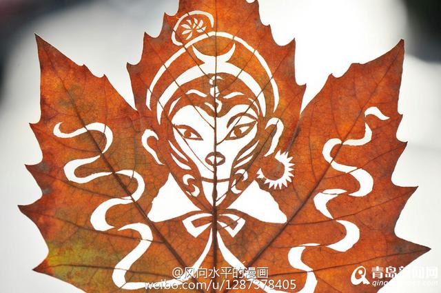 青岛网友创作猴年叶子画 美猴王惟妙惟肖(图)