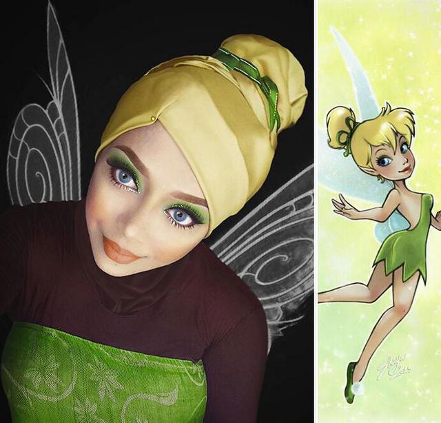 美女化妆师用头巾变身迪斯尼公主 技术高超