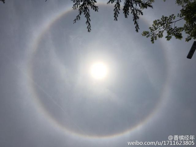 高清:青岛天空惊现绝美日晕奇观 刷爆朋友圈