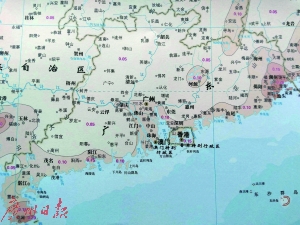 第五代《中国地震动参数区划图》中的广东等局部区域。 广东省地震局 供图