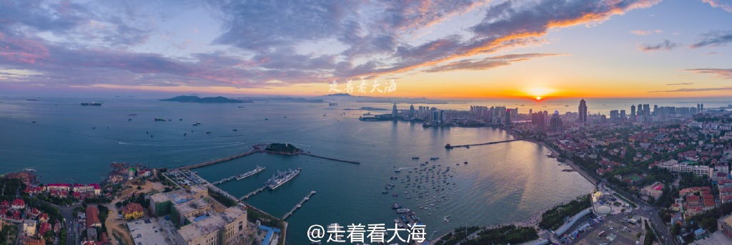 组图：青岛现绝美落日美景 魅影旖旎似油画