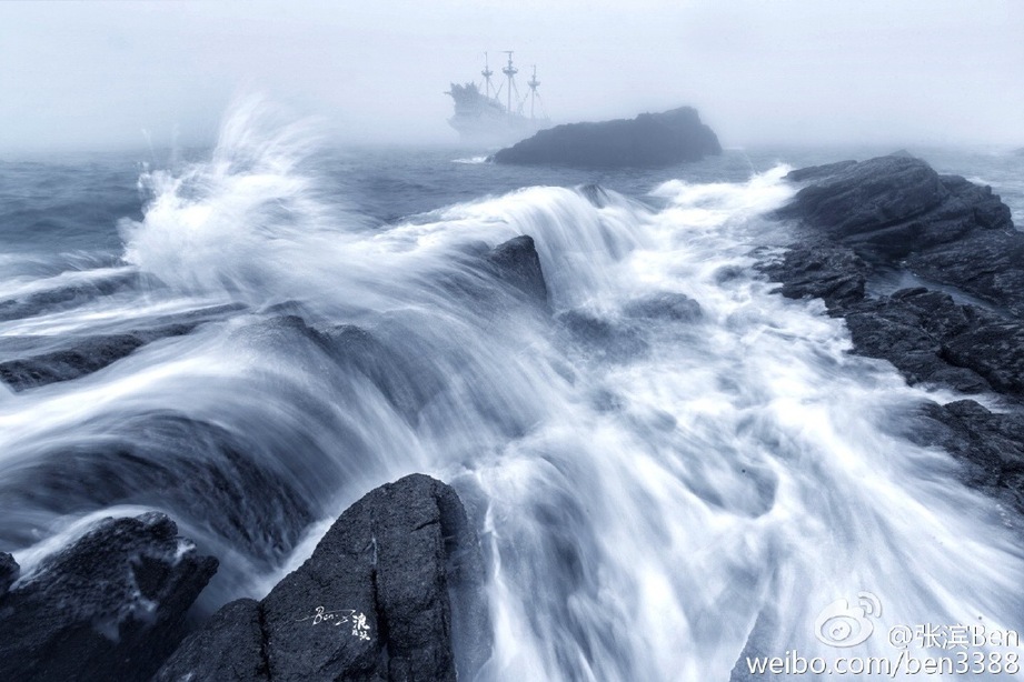 高清：慢速快门下的青岛海景 壮美缥缈犹如仙境