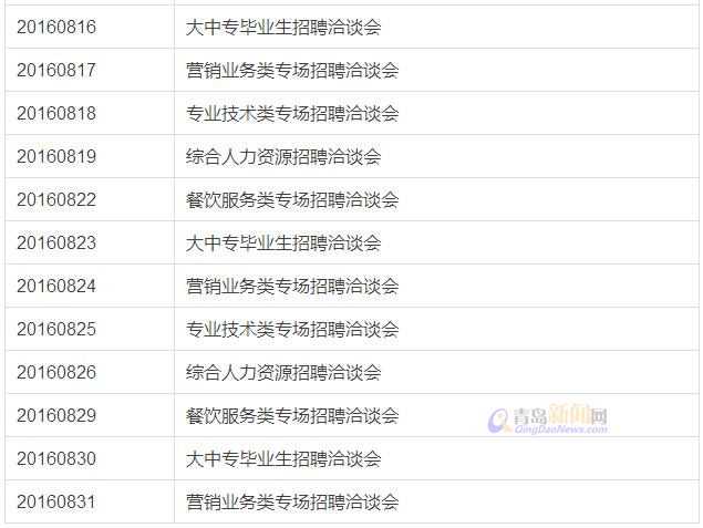 青岛8月将办114场招聘会 一大批岗位供你选择