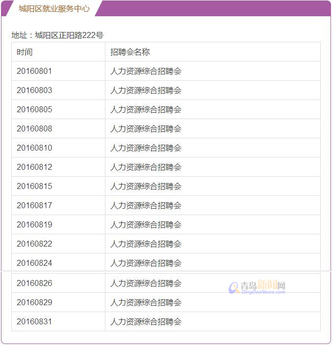 青岛8月将办114场招聘会 一大批岗位供你选择