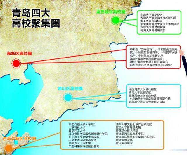 青岛高校版图:已逐渐形成四大高校聚集圈(图)