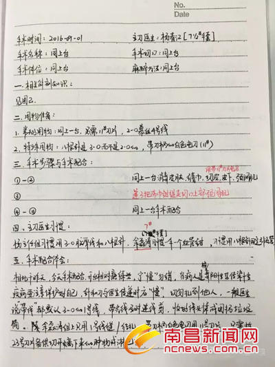 90后美女护士手术笔记走红 字迹工整解剖图手绘