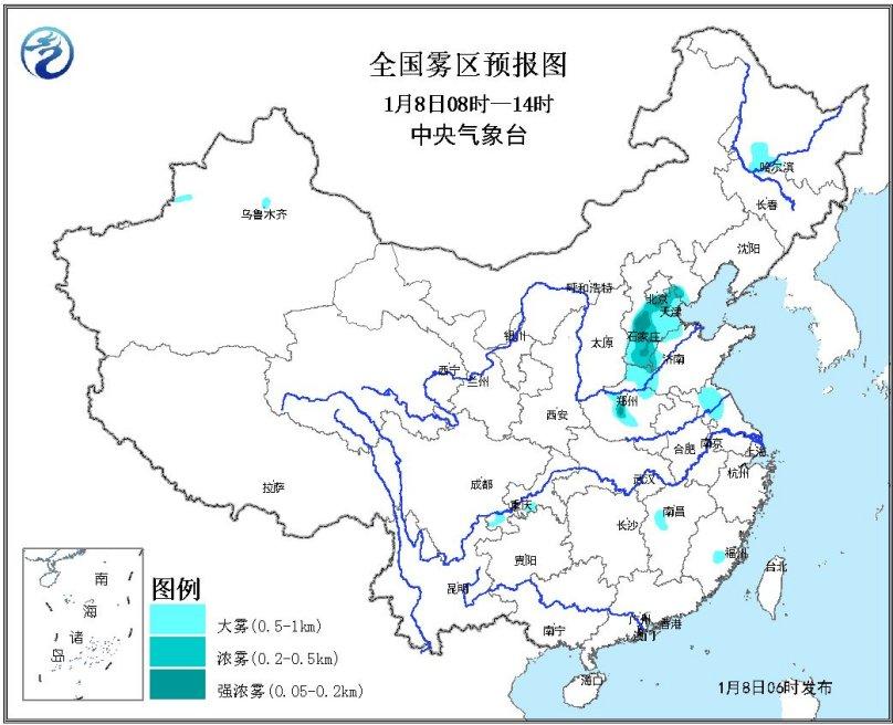 华北等地霾和雾逐渐减弱消散 冷空气影响显著