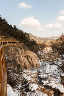 崂山北九水化身冰世界 瀑布如冰河垂地