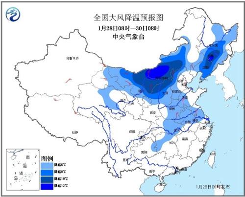 初一至初三冷空气席卷中东部 气温普降6～10℃