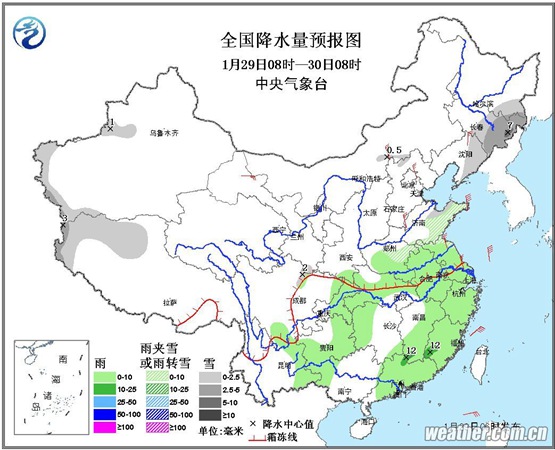 我国中东部迎大范围雨雪降温 出行将受影响(图)