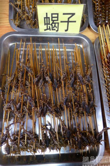青岛现重口味昆虫宴 蜘蛛蜈蚣蝎子等被油炸