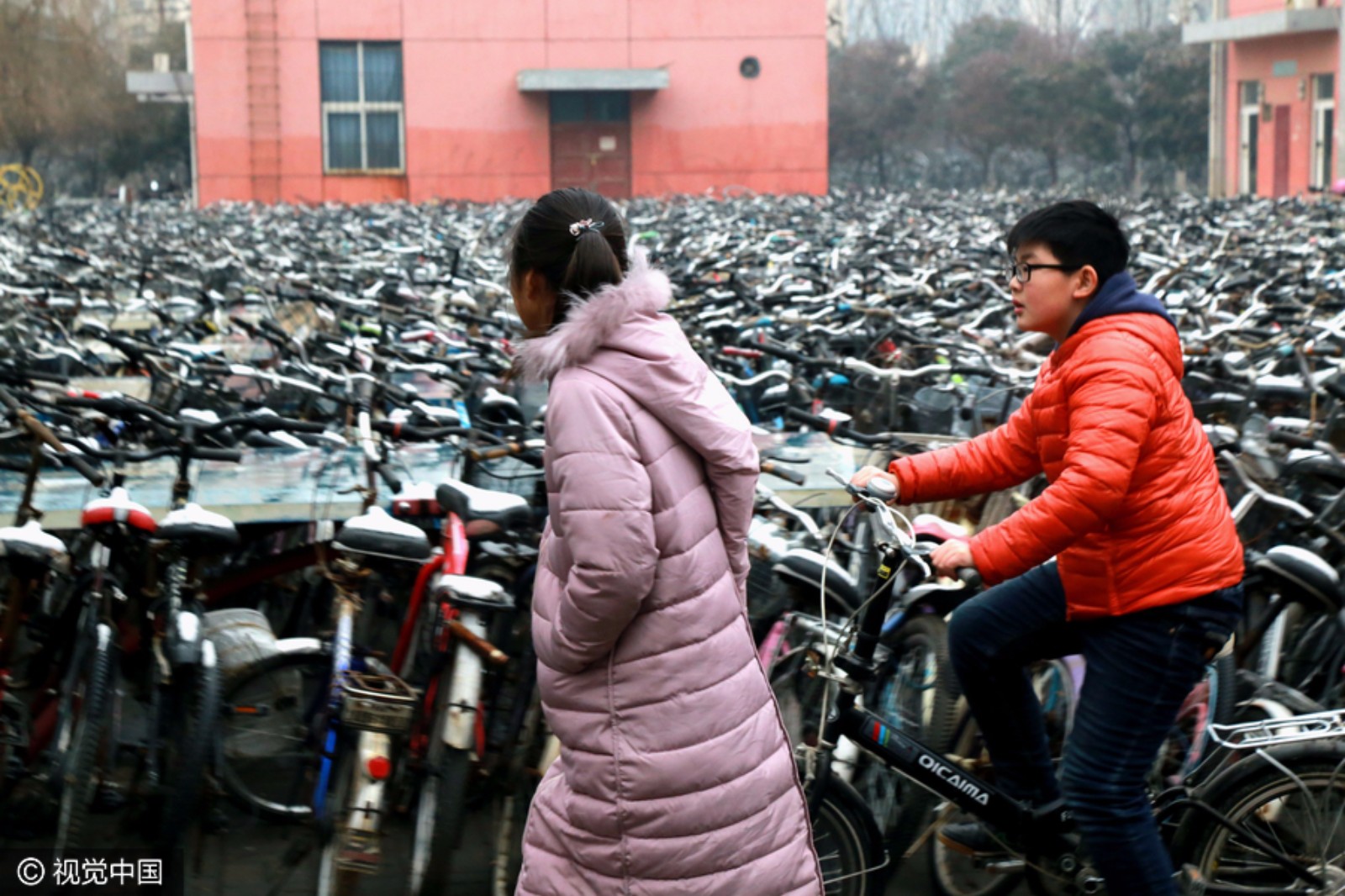 高校寒假清理千辆废旧自行车 堆积如山场面壮观