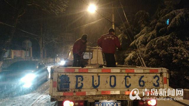 下雪啦!青岛迎风花雪夜 今天路上开慢点