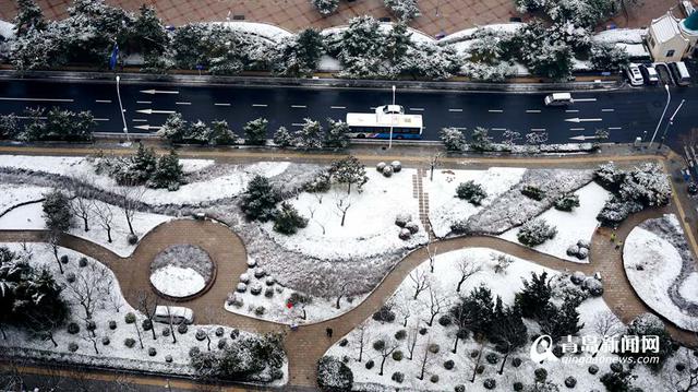 实拍雪后青岛老城 银装素裹似童话世界