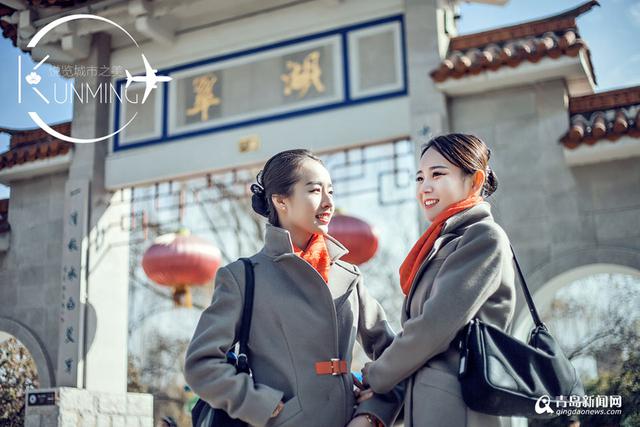高清：青航空姐变身傣族美女 带你畅游昆明