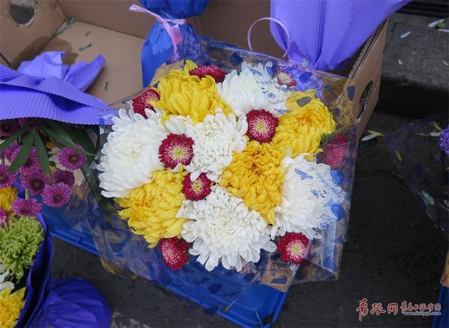 清明文明祭扫深入人心 素雅菊花花市热销