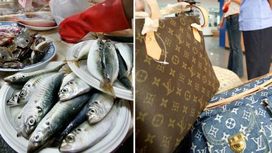 台湾老奶奶用LV去菜市场买菜装鱼 被BBC报道