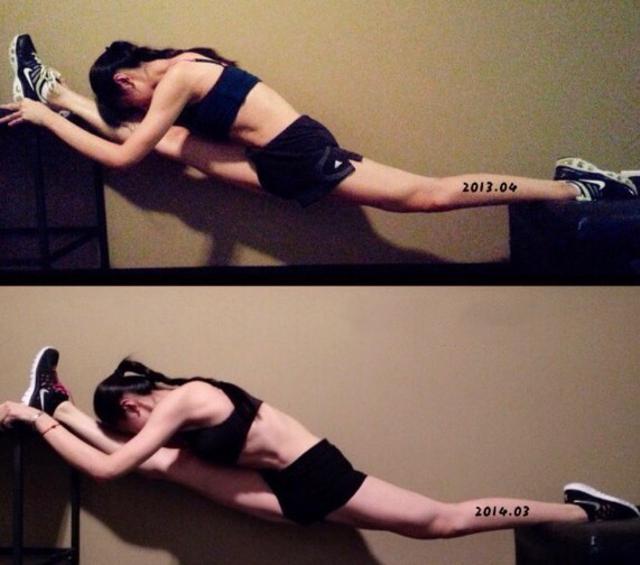 舞蹈美女练健美 满身肌肉也能一字马