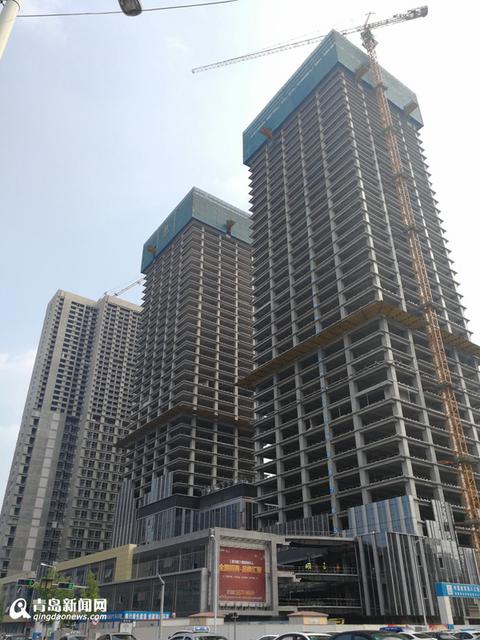 崂山第一高楼主体封顶 高172米投资7.7亿
