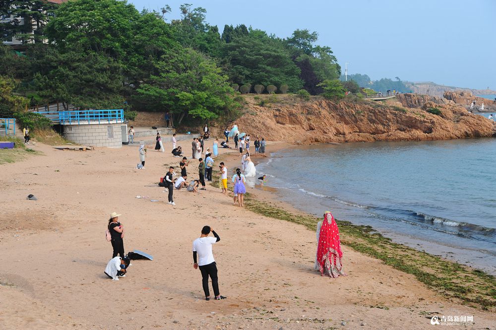 高清：实拍夏日青岛八大关 拍婚纱的新人鼓了