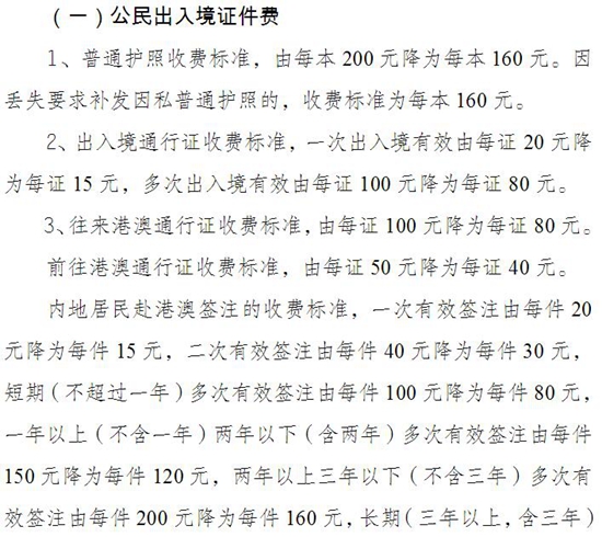 7月起多项收费标准降低 办理普通护照少收40元