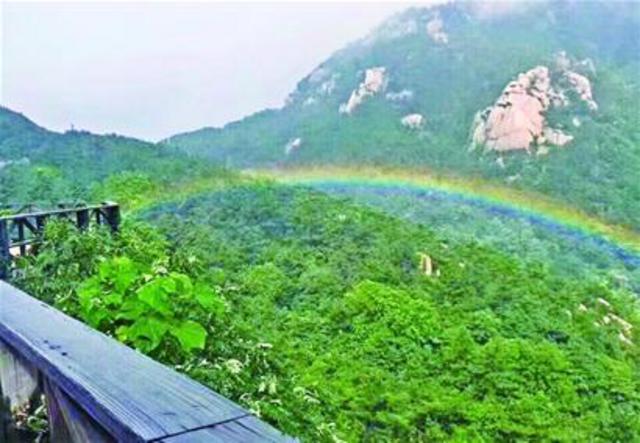 雨后崂山彩虹悬空 除九水华楼游览区外正常开放